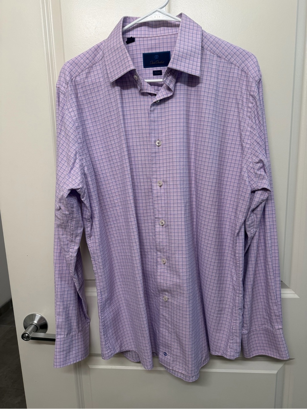 David Donahue Lavender Check Dress Shirt
